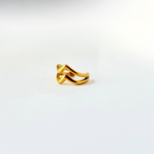 Wave Stainless Steel Gold Ear Cuff