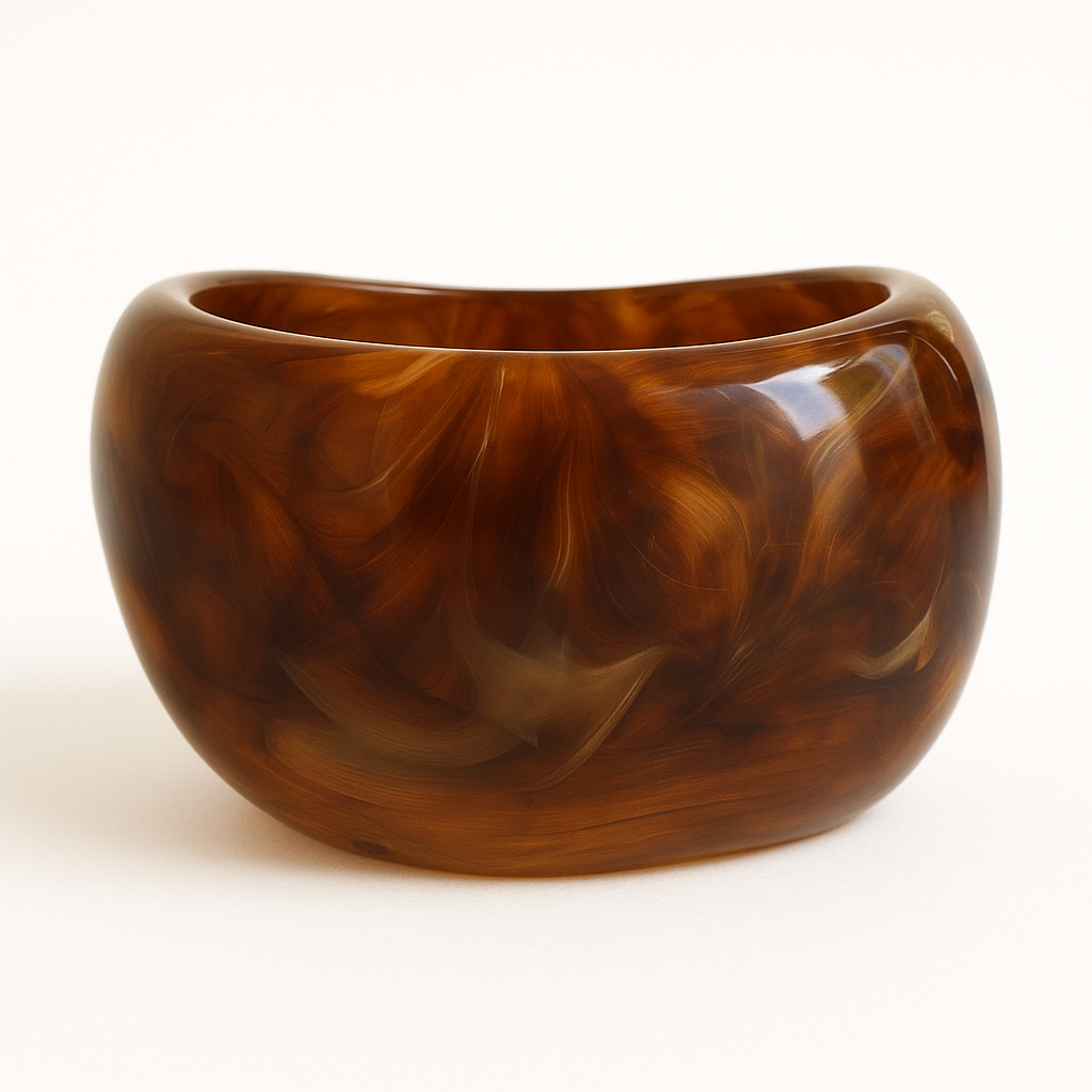 Close up of marble brown coloured MA-FRIENDS RESIN BANGLE