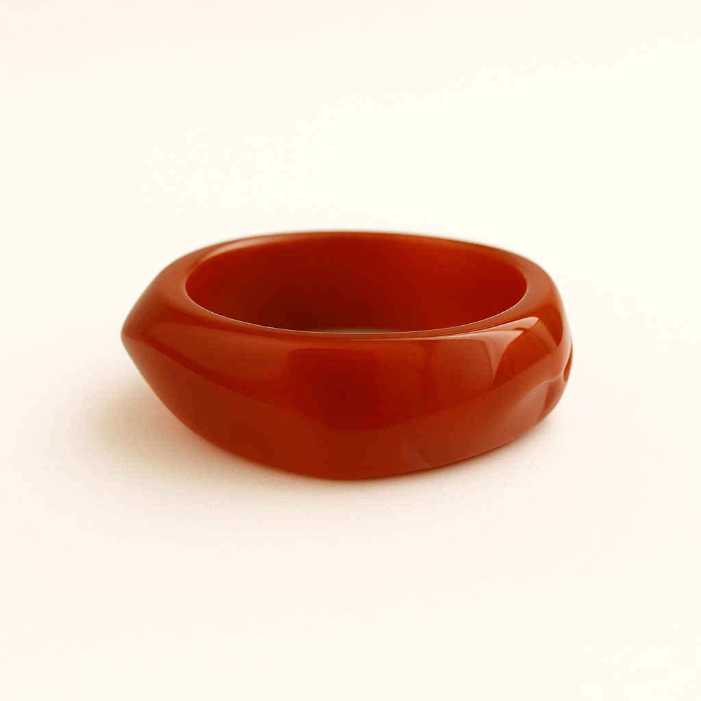 Close up of terra coloured MA-FRIENDS RESIN BANGLE
