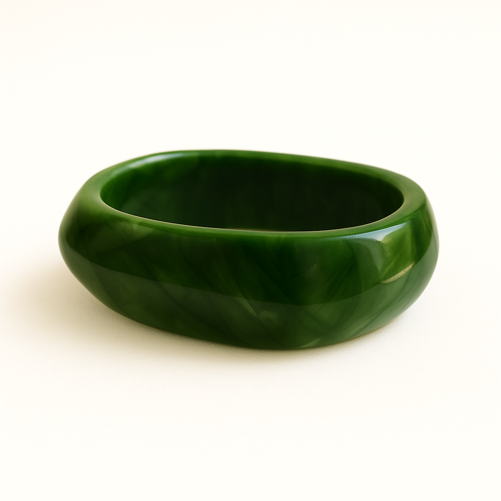 Close up of green coloured MA-FRIENDS RESIN BANGLE