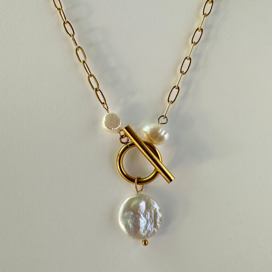 Pearl Stainless Steel Gold Necklace