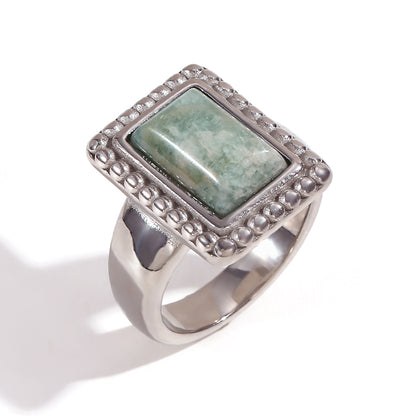 Natural Green Stone Ring |A Timeless Statement of Elegance