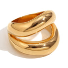 Close up of Mila Online Shop Maxi Ring in gold with organic chunky design, bold statement ring perfect for stacking with gemstone rings